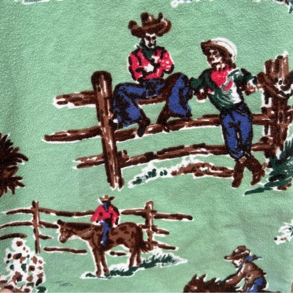Nick & Nora Kurt Cobain Round Up Mint Green Cowboy Flannel Pajama Pants Medium - Picture 5 of 12